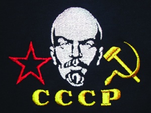 Ф-7-26 Футболка с вышивкой на груди Ленин СССР, черн.