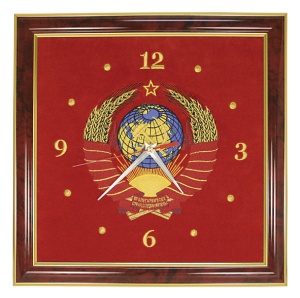Часы вышит.на барх 33х35см гербСССР НОВ-742