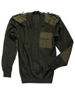 Свитер ПШ с наклад. вырез V (оливков)