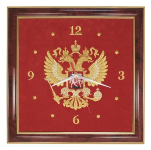 Часы вышит.на барх 33х35см герб РФ НОВ-741
