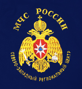 Ф-4-17 Футболка с вышивкой на груди МЧС России СЗ рег.центр, синяя