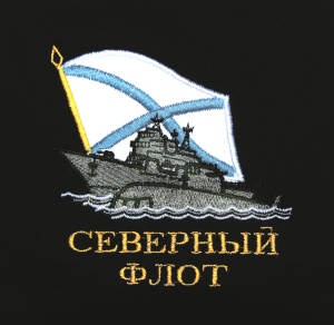 Ф-2-15 Футболка с вышивкой на груди Северный флот (корабль) черн.