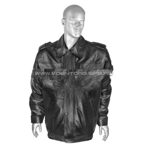 Куртка демисезонная кожанная черная (на резинке) НОВ-1108