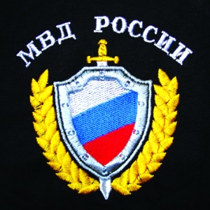Ф-3-19 Футболка с вышивкой на груди МВД России (щит) черн.